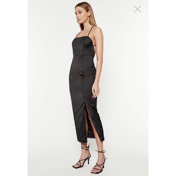 Bardot Hallie Cross Back Midi Dress Black Womens Size Medium - Picture 5 of 13
